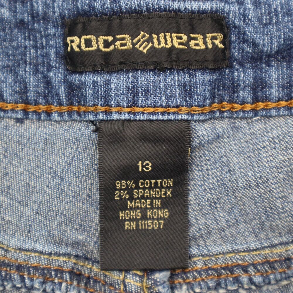 Rocawear Jeans Pants Womens 13 Blue Faded 5 Pocket Bootcut Button Zip Denim - Picture 2 of 16